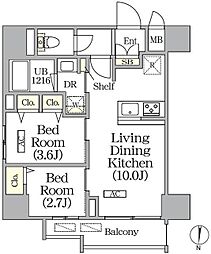 PRIMEGARDEN上野御徒町 2LDKの間取図画像