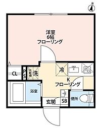 グランクオール大和町 1Kの間取図画像