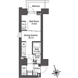 ミリアレジデンス浅草駒形 8階1DKの間取り