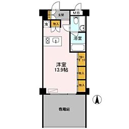 カスタリア目黒鷹番 ワンルームの間取図画像