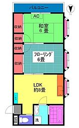 カーサ井上 2DKの間取図画像