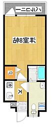 大産スカイマンション平尾 1Kの間取図画像