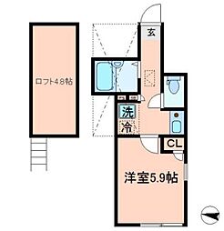 シエール江北 1階1Kの間取り
