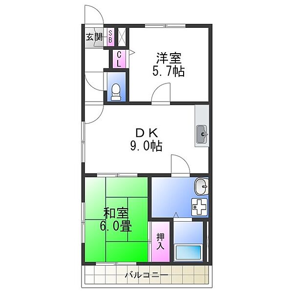 アヴァンセ大領 ｜大阪府大阪市住吉区大領５丁目(賃貸マンション2DK・2階・48.30㎡)の写真 その2