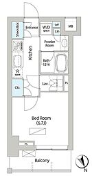 バウスフラッツ日本橋馬喰町 6階1Kの間取り
