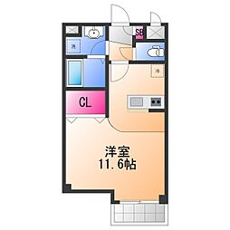 Ｐrimo鳳 5階ワンルームの間取り
