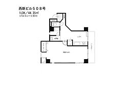 てんぐ屋西新ビル 1LDKの間取図画像