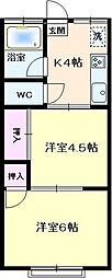 第2山仁ハイツ 2Kの間取図画像