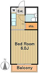 多摩都市モノレール 大塚・帝京大学駅 徒歩8分の賃貸マンション 3階1Kの間取り