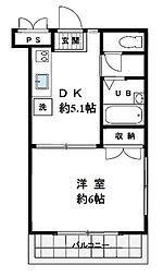 プレアデス新丸子 2階1DKの間取り