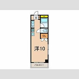 内山ハイツ 2階ワンルームの間取り