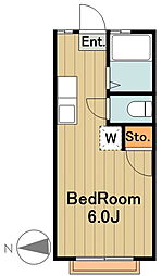 京王相模原線 南大沢駅 徒歩15分の賃貸アパート 1階1Kの間取り