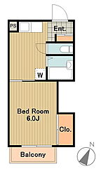 多摩都市モノレール 大塚・帝京大学駅 徒歩9分の賃貸マンション 4階1Kの間取り