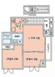 富士ハイツ 2LDKの間取図画像