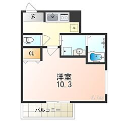 フジパレス堺鳳東6番館 1Kの間取図画像