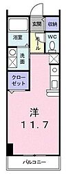 キューズ・リヴィエール ワンルームの間取図画像