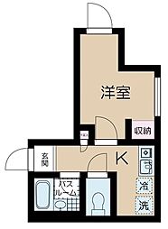 フェリーチェ中野坂上E 3階1Kの間取り