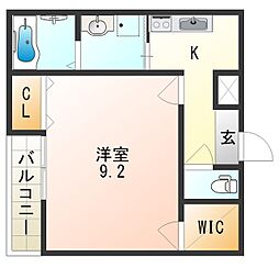 フジパレス西郷通 1Kの間取図画像