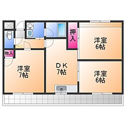 プレステージアスカ 3DKの間取図画像
