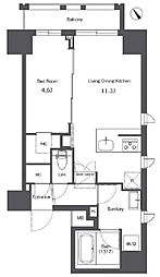 コンフォリア台東根岸 5階1LDKの間取り