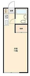 ハイムサンチルド 2階ワンルームの間取り