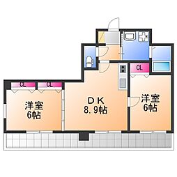 ナニワヒルズ 1DKの間取図画像