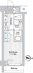 プレール・ドゥーク新宿ウエスト 4階1Kの間取り