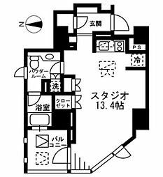 プライムアーバン四谷外苑東 2階1DKの間取り