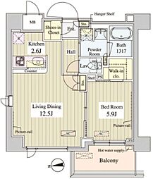 ワセダアパートメント 8階1LDKの間取り