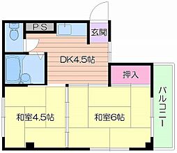 ローズハイツ 2DKの間取図画像