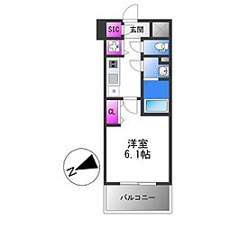 JR関西本線 平野駅 徒歩7分の賃貸マンション 3階1Kの間取り