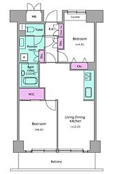 レジディア芝浦 2LDKの間取図画像
