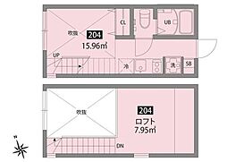 チトフナアパートメント 2階ワンルームの間取り