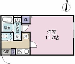 Coral茅ヶ崎 1Kの間取図画像