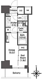 コンフォリア東新宿 4階1DKの間取り