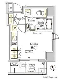 パークアクシス秋葉原イースト 14階ワンルームの間取り