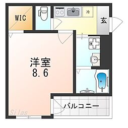 フジパレス加賀屋2番館 1Kの間取図画像