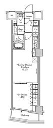 ザ・パークハビオSOHO市谷左内町 1LDKの間取図画像