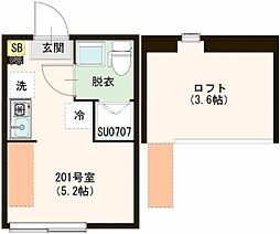 西武新宿線 野方駅 徒歩5分の賃貸アパート 2階ワンルームの間取り