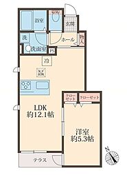 ミューク昭島 1LDKの間取図画像
