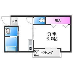 セントピア我孫子 1Kの間取図画像
