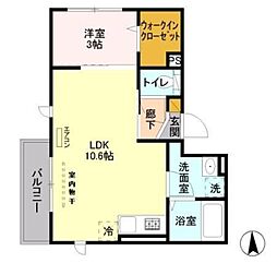 カーサ フェリーチェ 3階1LDKの間取り