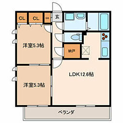 アロッジオK 2LDKの間取図画像