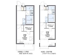 レオパレスRTフォーブル 1Kの間取図画像