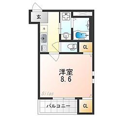 フジパレス堺石津川サウス 3階1Kの間取り