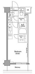 ザ・パークハビオ新宿 ワンルームの間取図画像