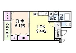 JR東海道・山陽本線 千里丘駅 徒歩7分の賃貸アパート 2階1LDKの間取り