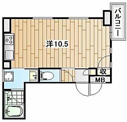 クレストK2 ワンルームの間取図画像