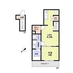 WoodCrest沼袋Residence 1LDKの間取図画像