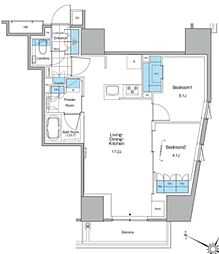 ルフォンプログレ北新宿 2LDKの間取図画像